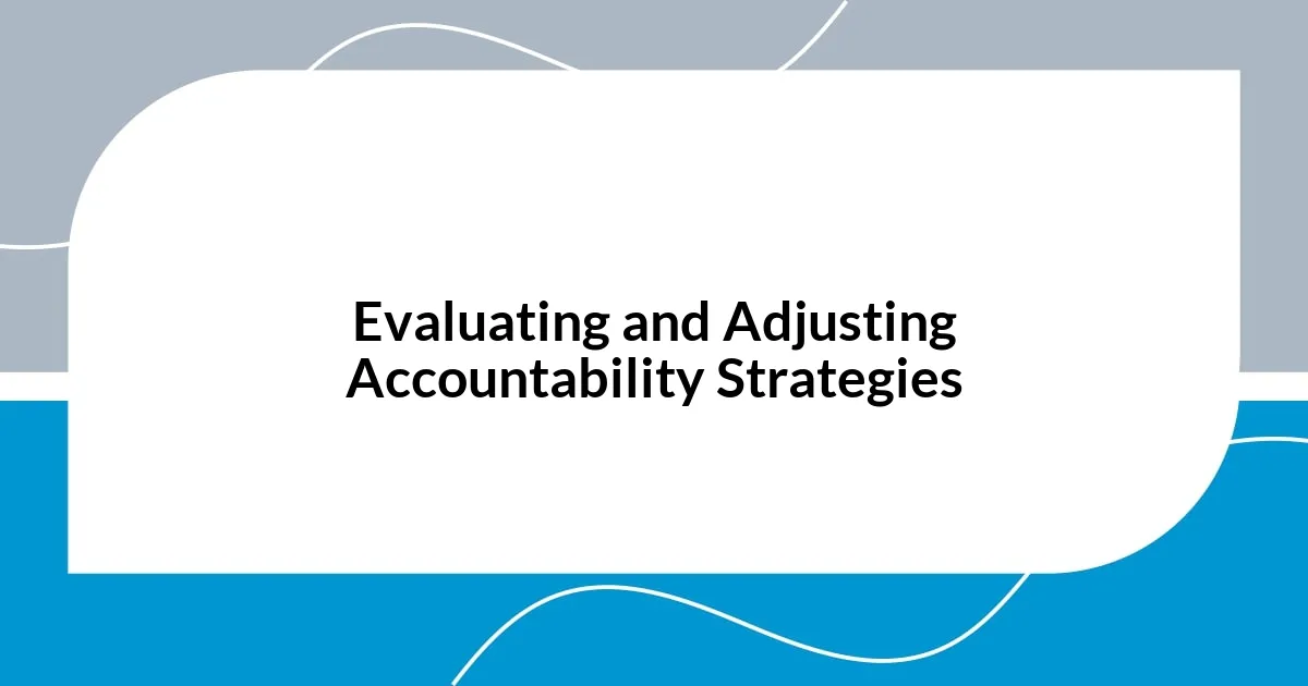 Evaluating and Adjusting Accountability Strategies