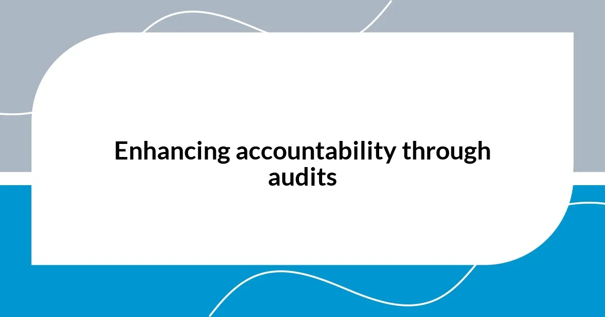 Enhancing accountability through audits