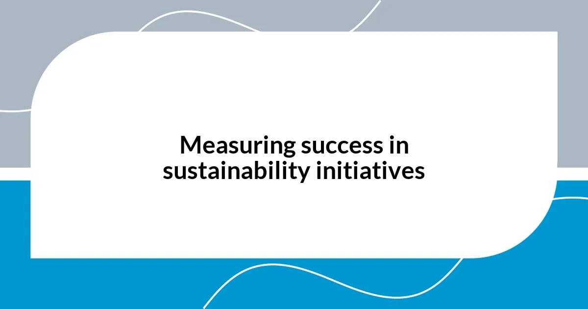 Measuring success in sustainability initiatives