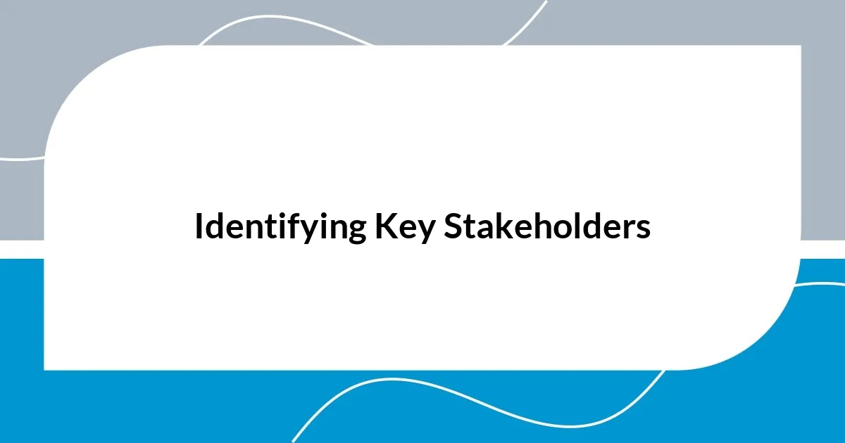 Identifying Key Stakeholders