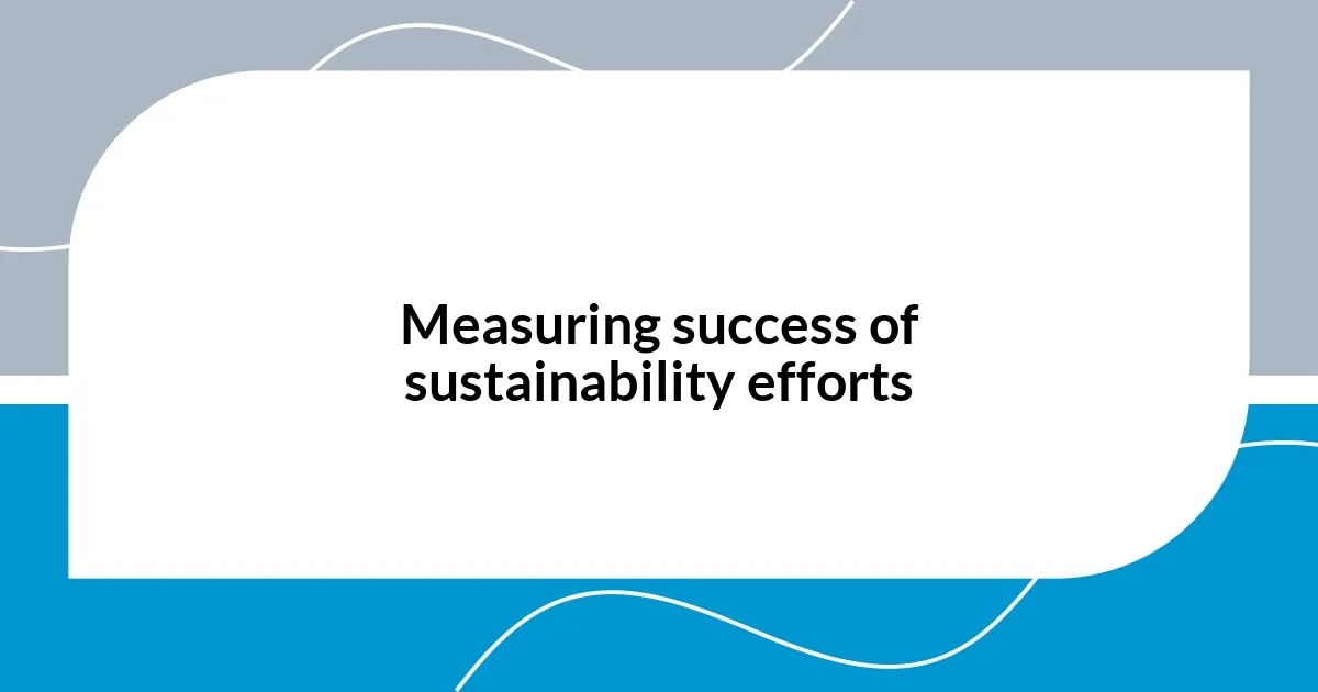 Measuring success of sustainability efforts