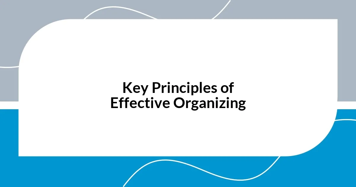 Key Principles of Effective Organizing