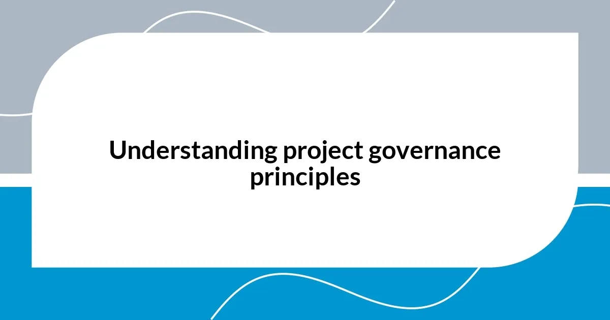 Understanding project governance principles